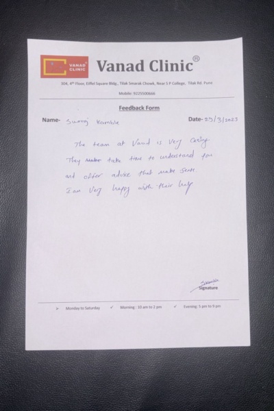 Vanad Clinic Customer Testimonial 2